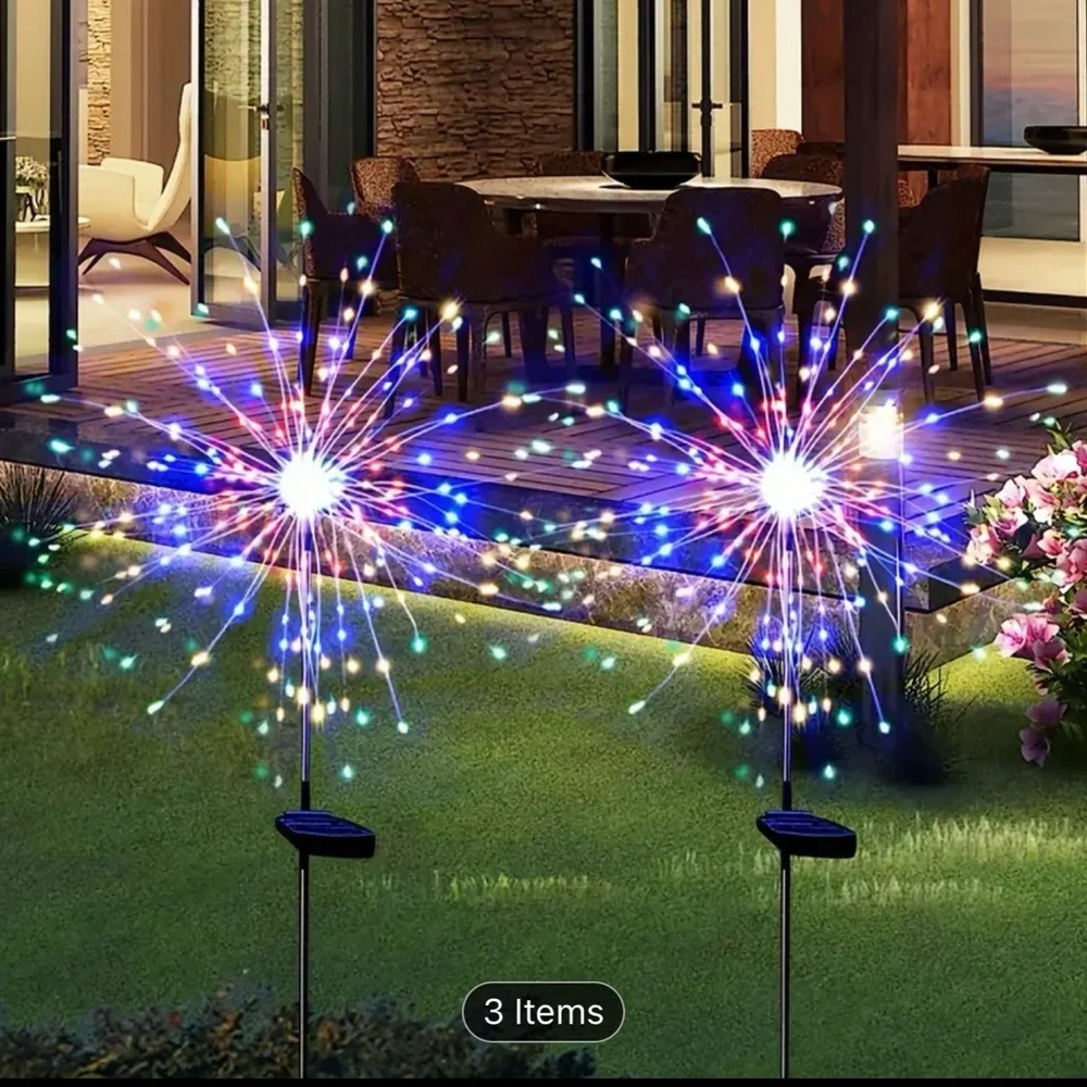 2 Pack Vibrant Solar Garden Firework Lights